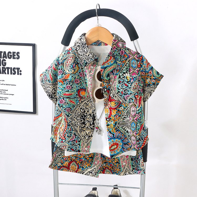 Summer Wholesale 1-4Years Children Kids Clothes Short Sleeve T Shirt Print Casual Boys Clothing Set