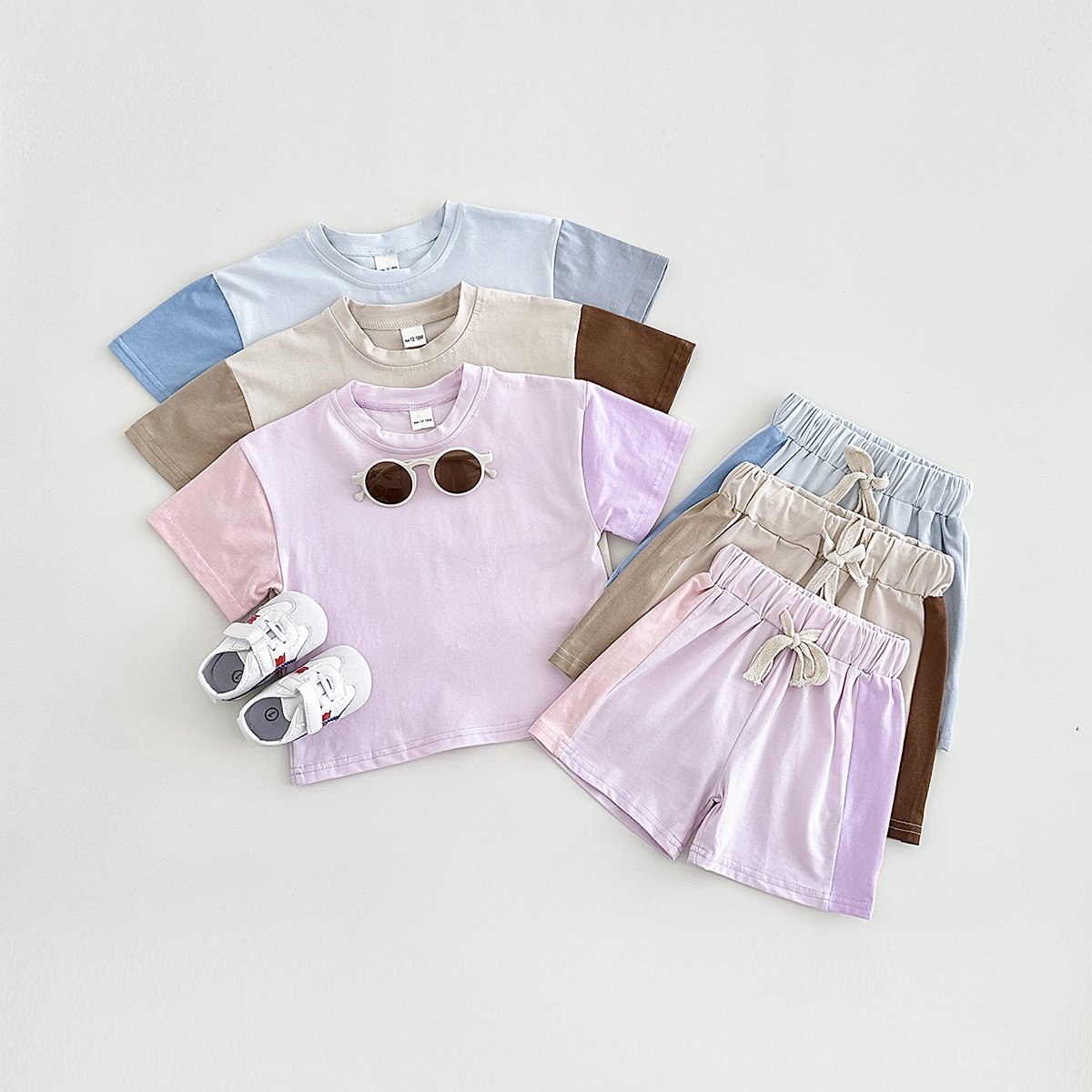 Summer Toddler Girls Cotton Short Sleeve Top+Shorts Set Baby Boys Shortsleeve Tee Lace Up Shorts Outfits Kids Baby Girl Clothes