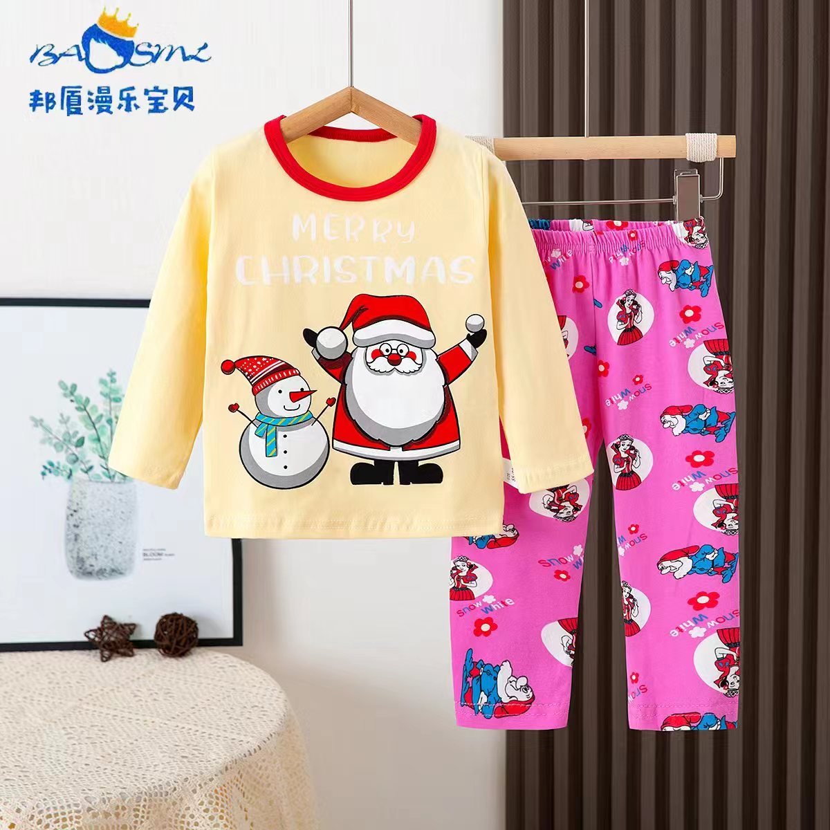 2023 children's pure cotton autumn clothes+long pants home clothing set