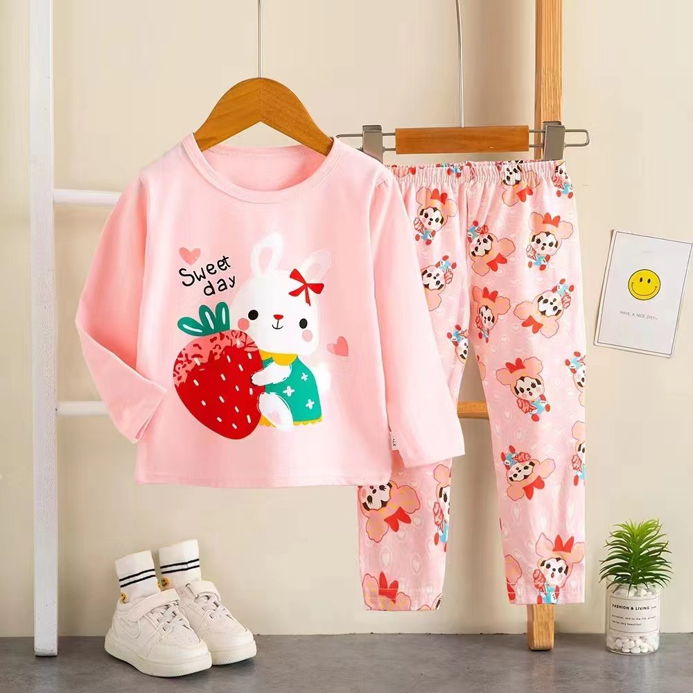 2023 children's pure cotton autumn clothes+long pants home clothing set