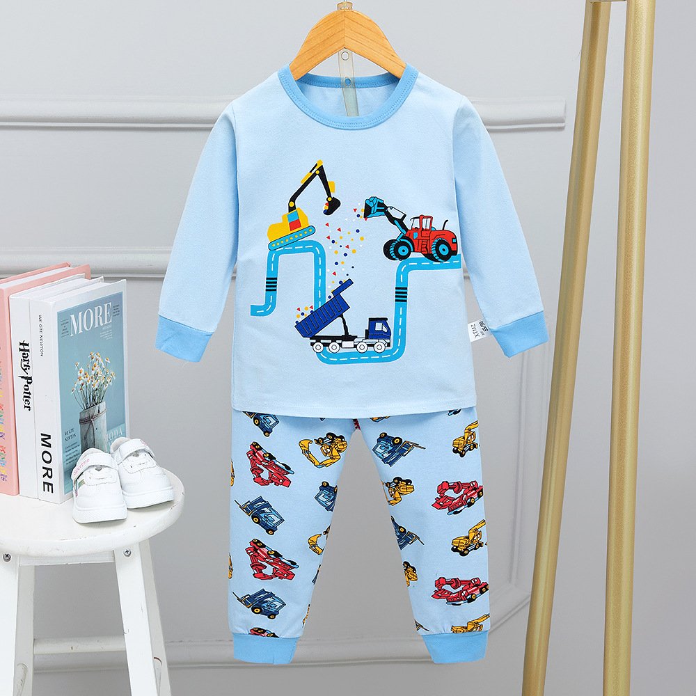 2023 children's pure cotton autumn clothes+long pants home clothing set