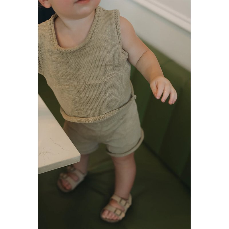New arrivals Custom Logo Cotton Summer Clothing Newborn Kids Ribbed Knitted Short Sleeve T-shirts Shorts Tracksuits 2 piece Set
