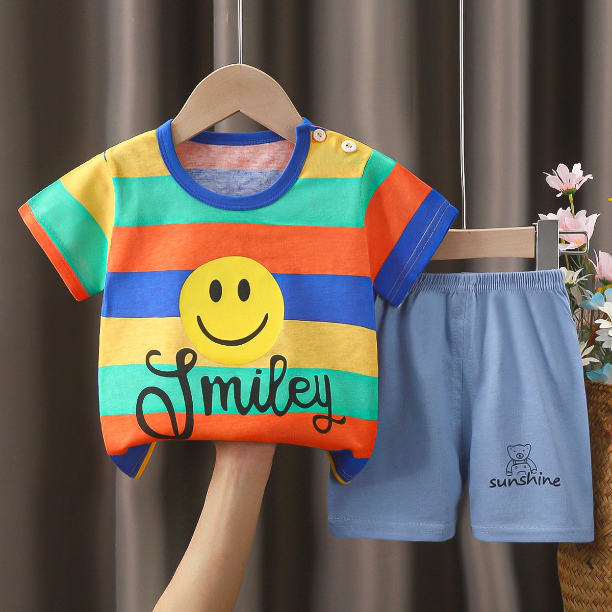 Children's t-shirt sets short-sleeved summer boy's cotton suit female treasure pants Cartoon baby kids clothes girls sports sets