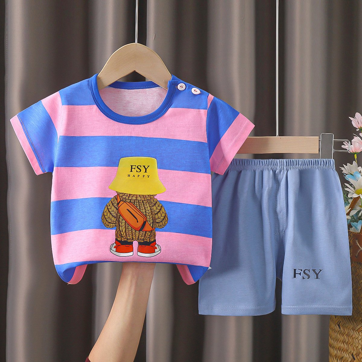 Children's t-shirt sets short-sleeved summer boy's cotton suit female treasure pants Cartoon baby kids clothes girls sports sets