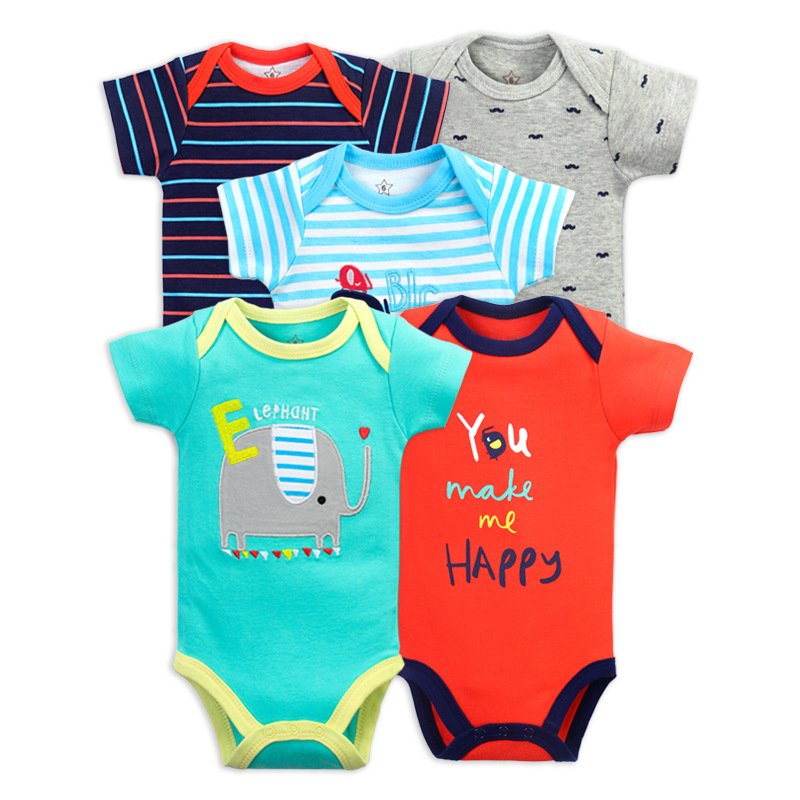2021 5PCS/Lot Baby Boys Clothes Unicorn Girls Clothing Bodysuits Baby Girls Clothes Newborn 100%Cotton