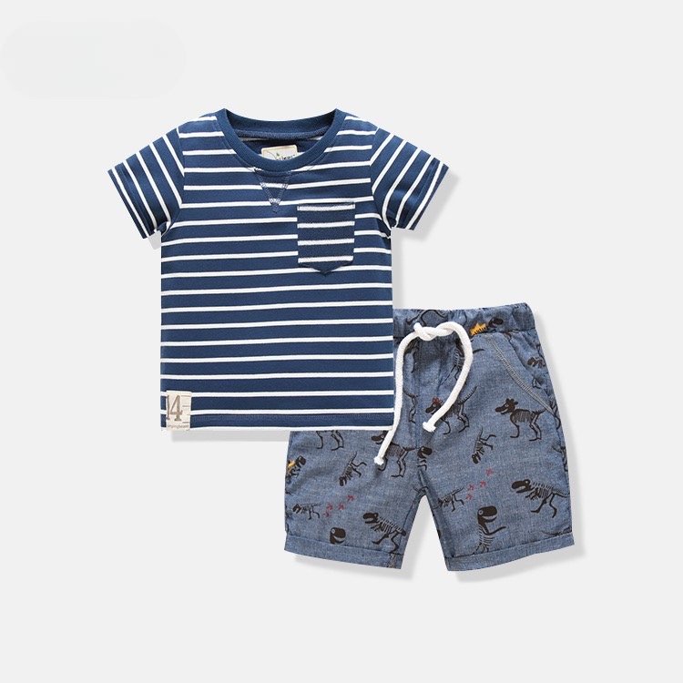 Boys Clothes Kids Apparel Wholesale Baby Tshirts Pants Trouser Summer Suits Cotton Children Clothing Sets