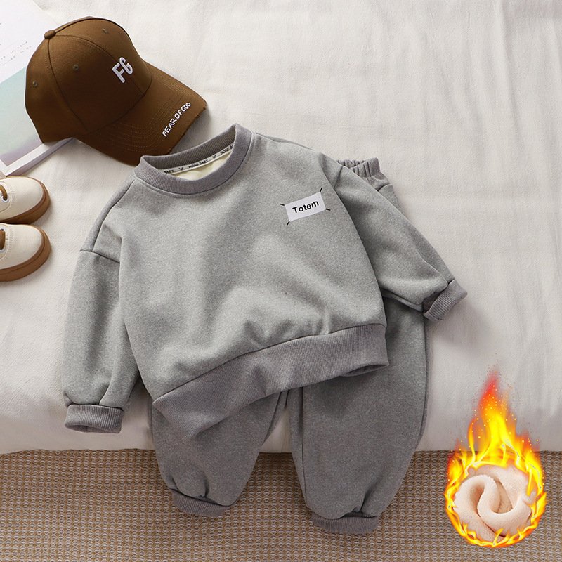 Children's fall hoodie Winter fleece 1-12 years old loose tracksuit boys and girls two-piece set