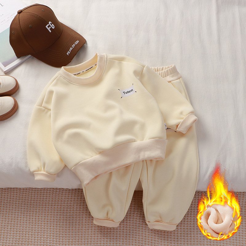 Children's fall hoodie Winter fleece 1-12 years old loose tracksuit boys and girls two-piece set