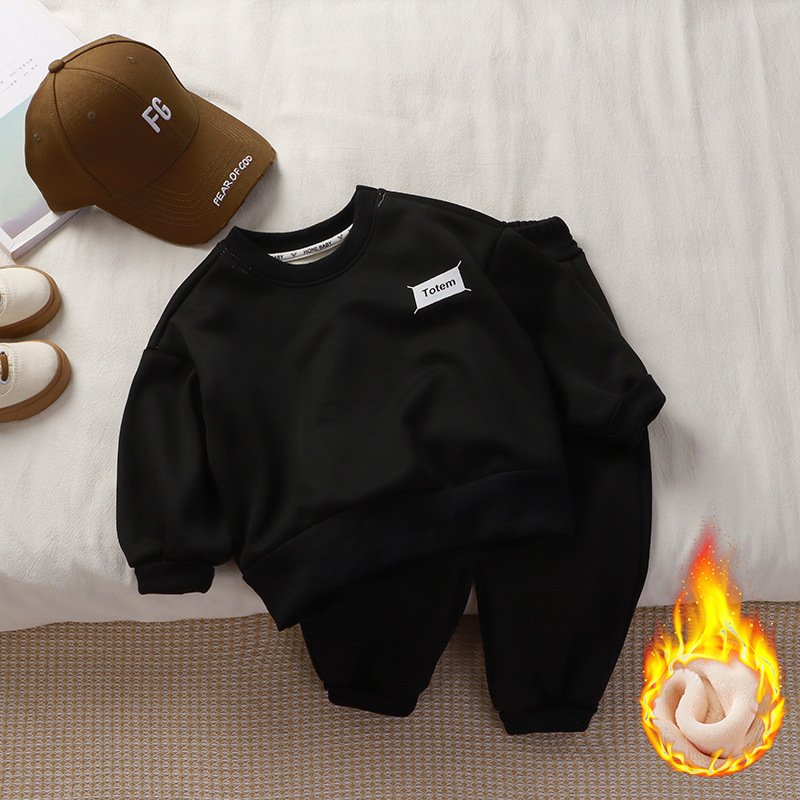 Children's fall hoodie Winter fleece 1-12 years old loose tracksuit boys and girls two-piece set