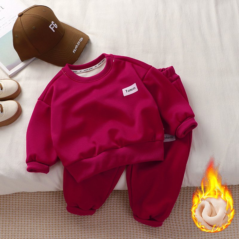 Children's fall hoodie Winter fleece 1-12 years old loose tracksuit boys and girls two-piece set