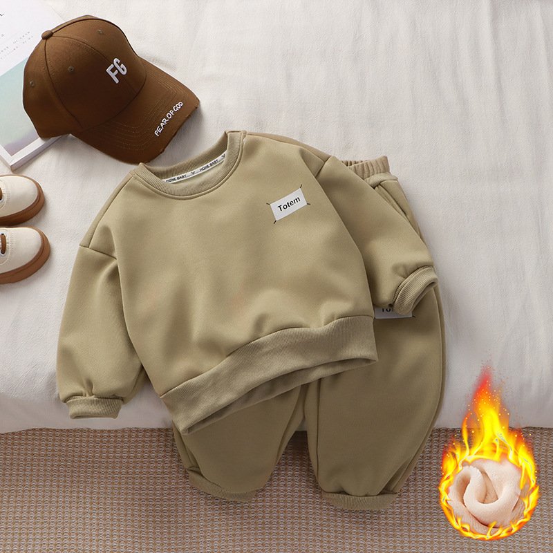 Children's fall hoodie Winter fleece 1-12 years old loose tracksuit boys and girls two-piece set