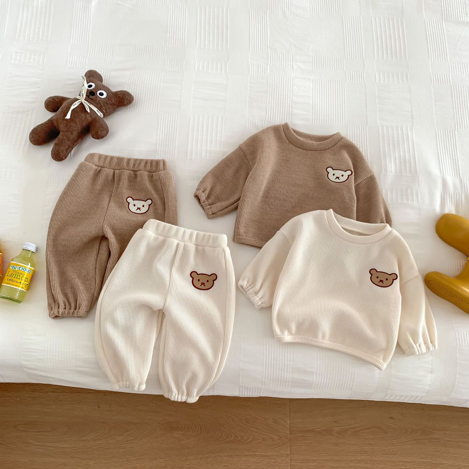Autumn Baby Cute Cartoon Bear Long Sleeve Sweatshirt And Pants Boy And Girl Baby Casual Set