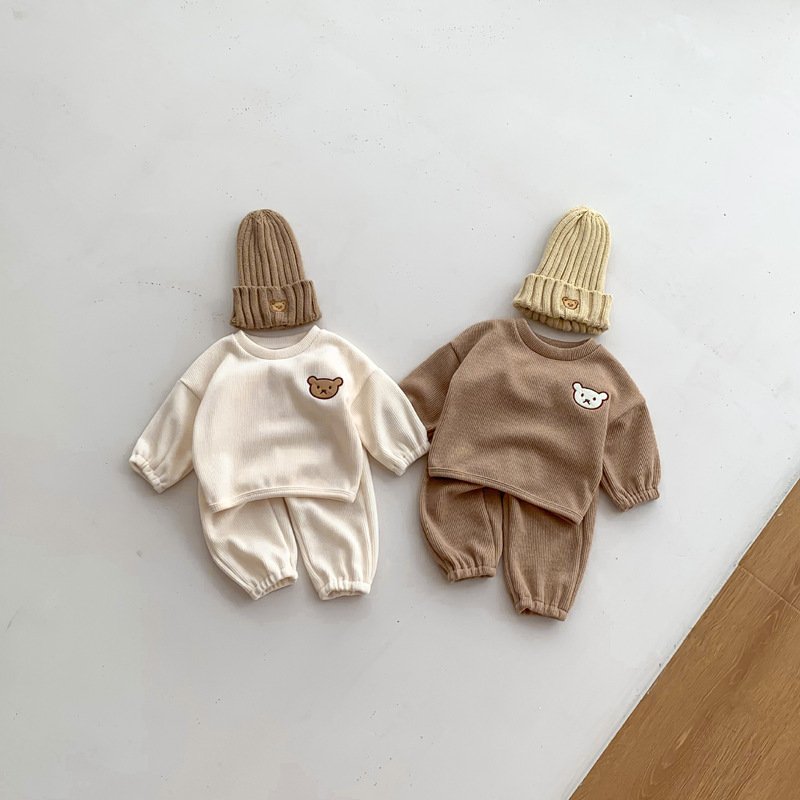 Autumn Baby Cute Cartoon Bear Long Sleeve Sweatshirt And Pants Boy And Girl Baby Casual Set