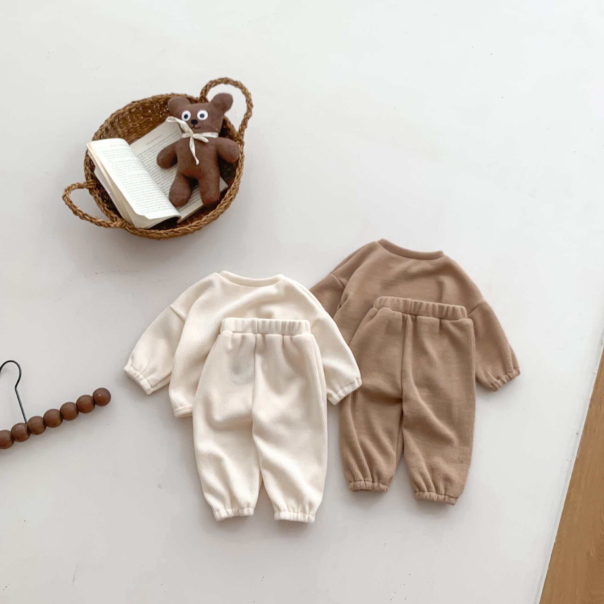 Autumn Baby Cute Cartoon Bear Long Sleeve Sweatshirt And Pants Boy And Girl Baby Casual Set