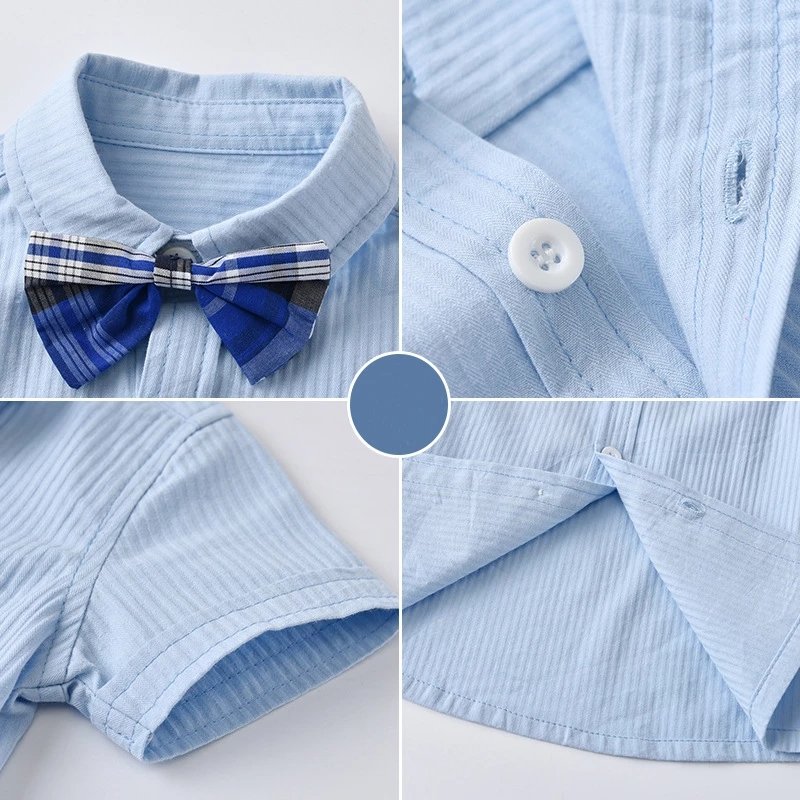 Low Price Dress Kids Boy Clothing Set Boys Withe Suspender Shorts Blue Shirt Infant Baby Clothes Birthday Outfit Boys Clothes
