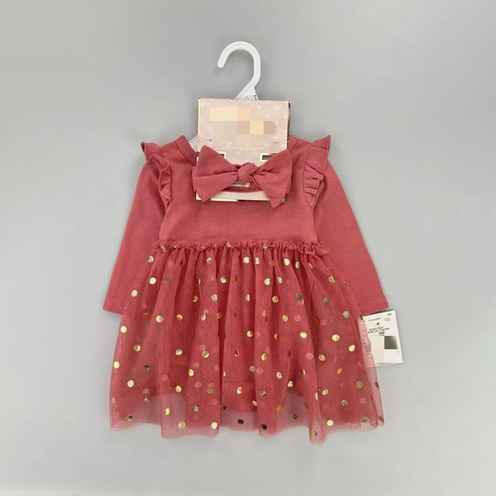 Hot Sale Solid Color Baby Girl Sleeveless Mesh Romper Dress And Hairband 2pcs Set 0-12 Months Baby Girl Clothes Set