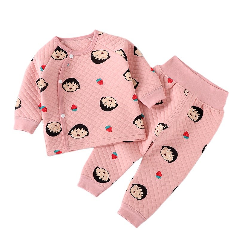 Hot sale children thermal underwear Toddler long johns cotton Winter Pajamas set baby clothes Thick Woolen Warm Clothing Outfit