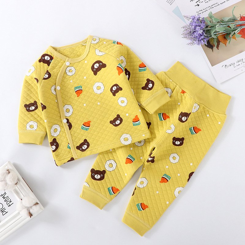 Hot sale children thermal underwear Toddler long johns cotton Winter Pajamas set baby clothes Thick Woolen Warm Clothing Outfit
