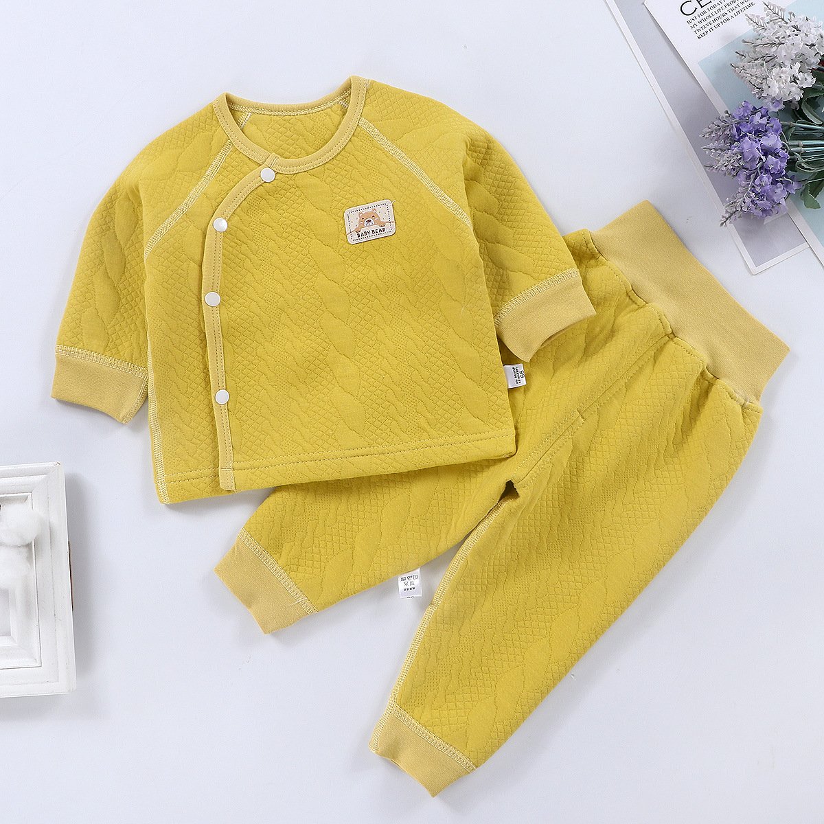 Hot sale children thermal underwear Toddler long johns cotton Winter Pajamas set baby clothes Thick Woolen Warm Clothing Outfit