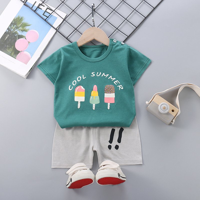 Cheap 100% Cotton Short Sleeve Newborn Baby Girl Boy Clothing Sets Summer Baby Short Sleeve Sets