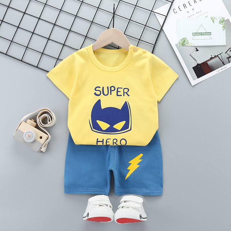 Cheap 100% Cotton Short Sleeve Newborn Baby Girl Boy Clothing Sets Summer Baby Short Sleeve Sets