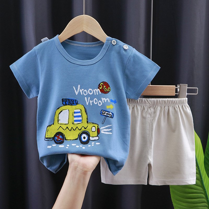 Children's short sleeved set, summer pure cotton baby clothing manufacturer direct sales