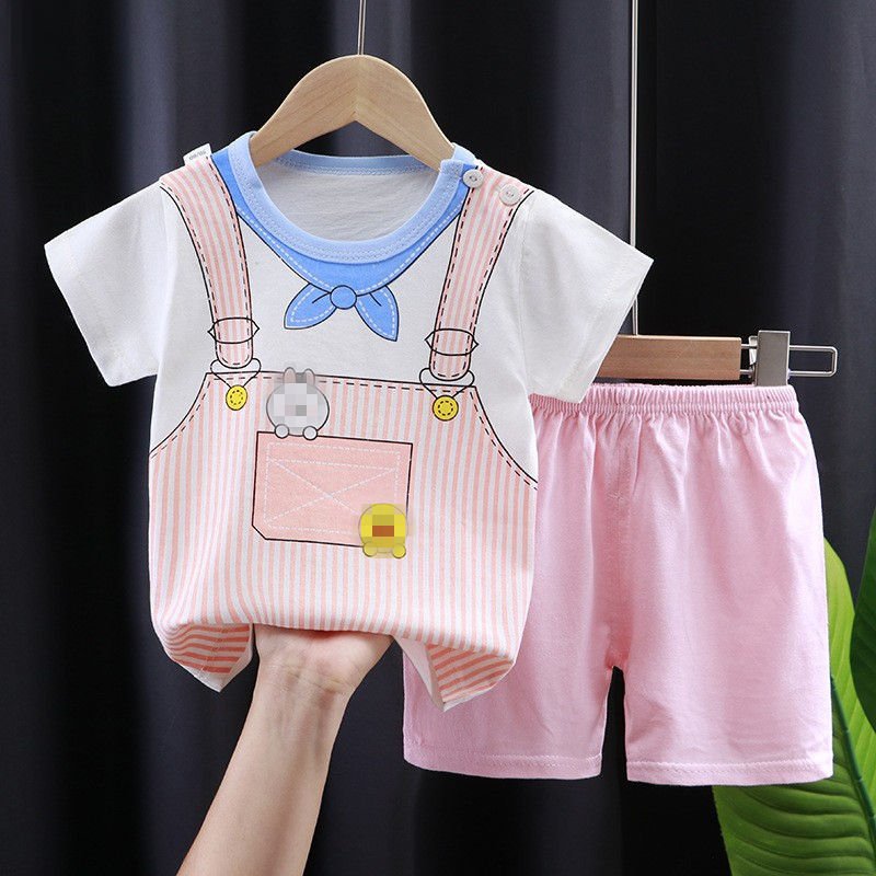 Children's short sleeved set, summer pure cotton baby clothing manufacturer direct sales