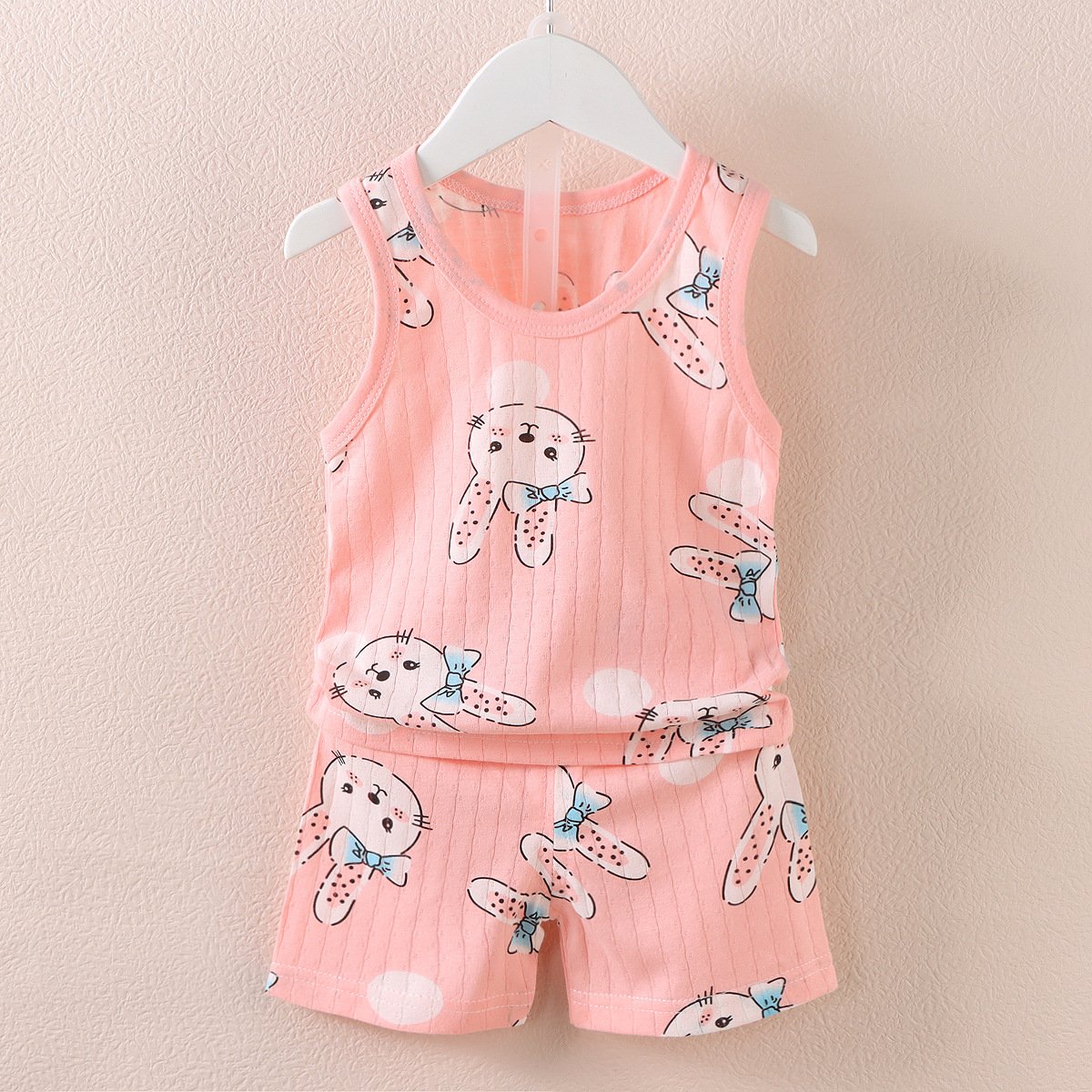 Children's clothing summer new baby cartoon thin sleeveless vest set