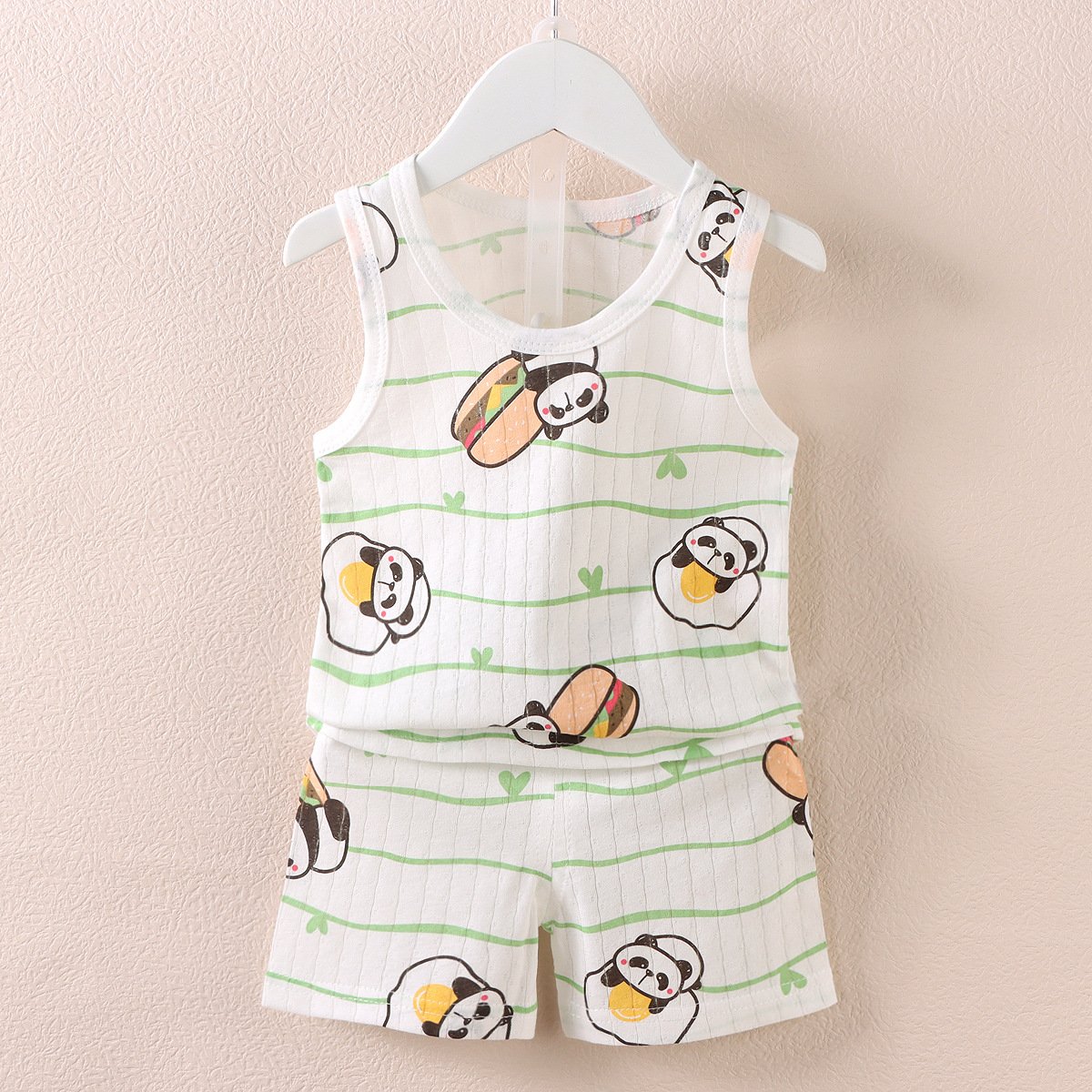 Children's clothing summer new baby cartoon thin sleeveless vest set