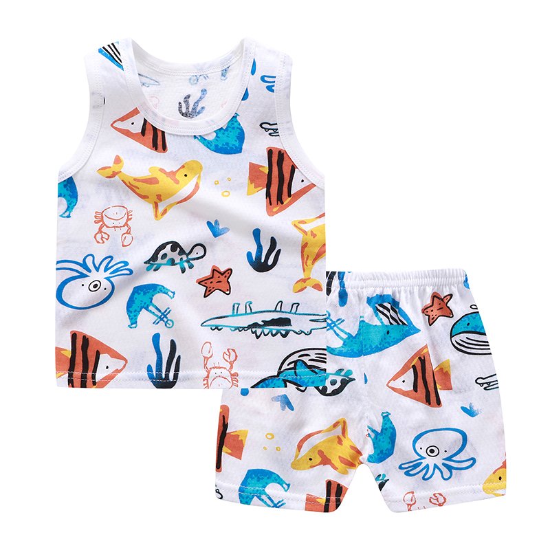 Wholesale Price Boys Children's Vest Clothing Sets Baby Sleeveless Suit for Summer Kids Clothes