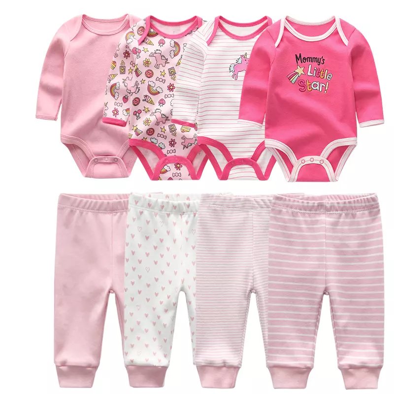 8pcs baby boy clothing set long sleeves romper+pants new born baby clothes sets lovely embroidery new born baby gift set