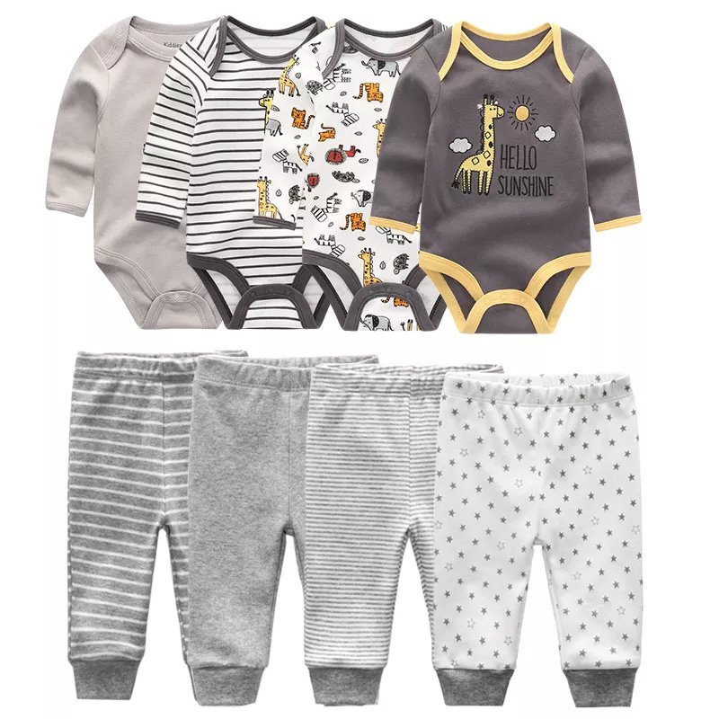 8pcs baby boy clothing set long sleeves romper+pants new born baby clothes sets lovely embroidery new born baby gift set