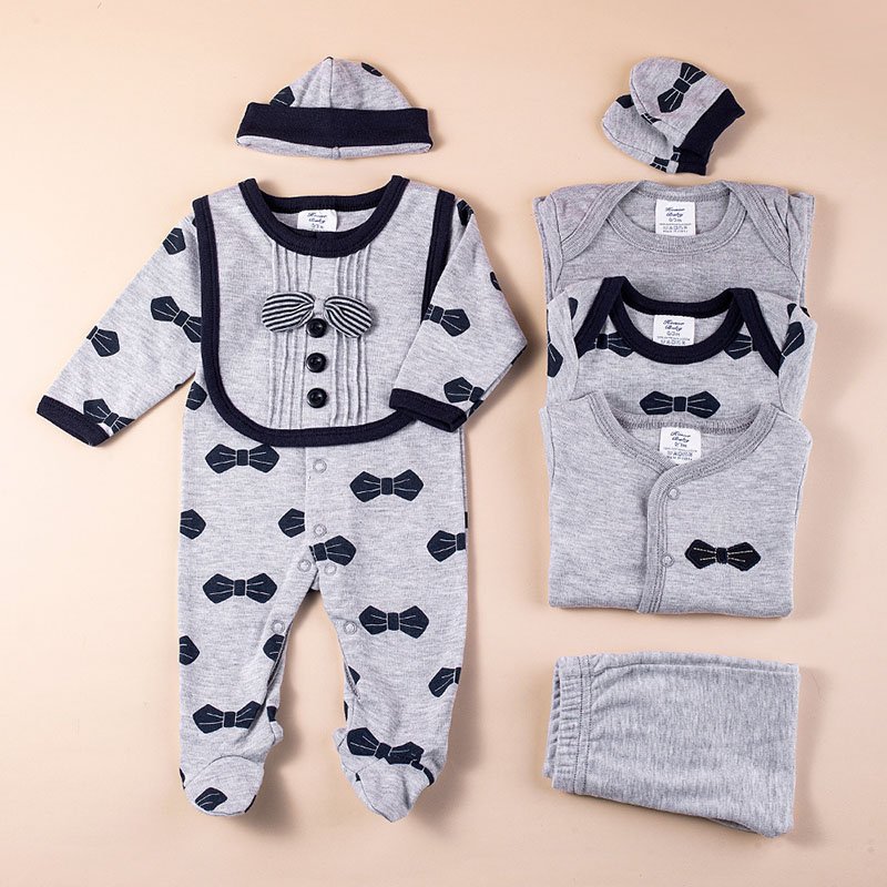 5PCS Newborn Baby Clothes 0-9 M Boys Girls Baby Cotton Clothes Layette Gift Set Tops Hat Pants Suit Outfit Sets