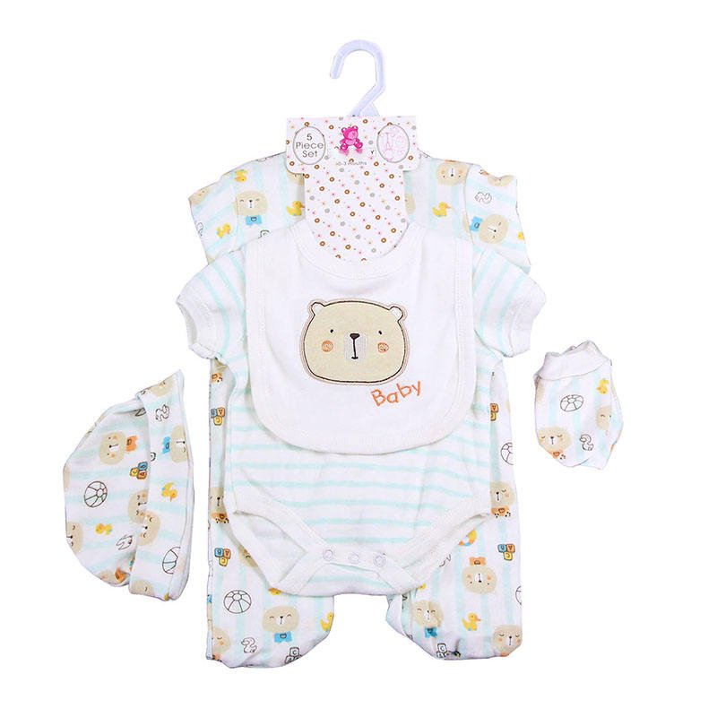 5PCS Newborn Baby Clothes 0-9 M Boys Girls Baby Cotton Clothes Layette Gift Set Tops Hat Pants Suit Outfit Sets