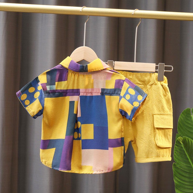 Wholesale Kids Popular Summer Outfits 2pcs Printed Shirt+Shorts Fashion Clothes Sets for Boys