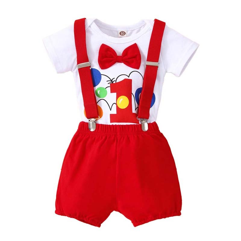 Boys 1st Gentleman Tie Romper Straps Shorts Toddler Christening Outfit Boy BBOF-014