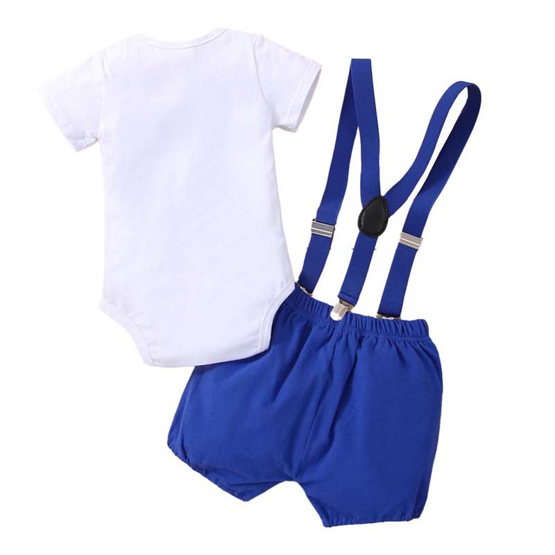 Boys 1st Gentleman Tie Romper Straps Shorts Toddler Christening Outfit Boy BBOF-014