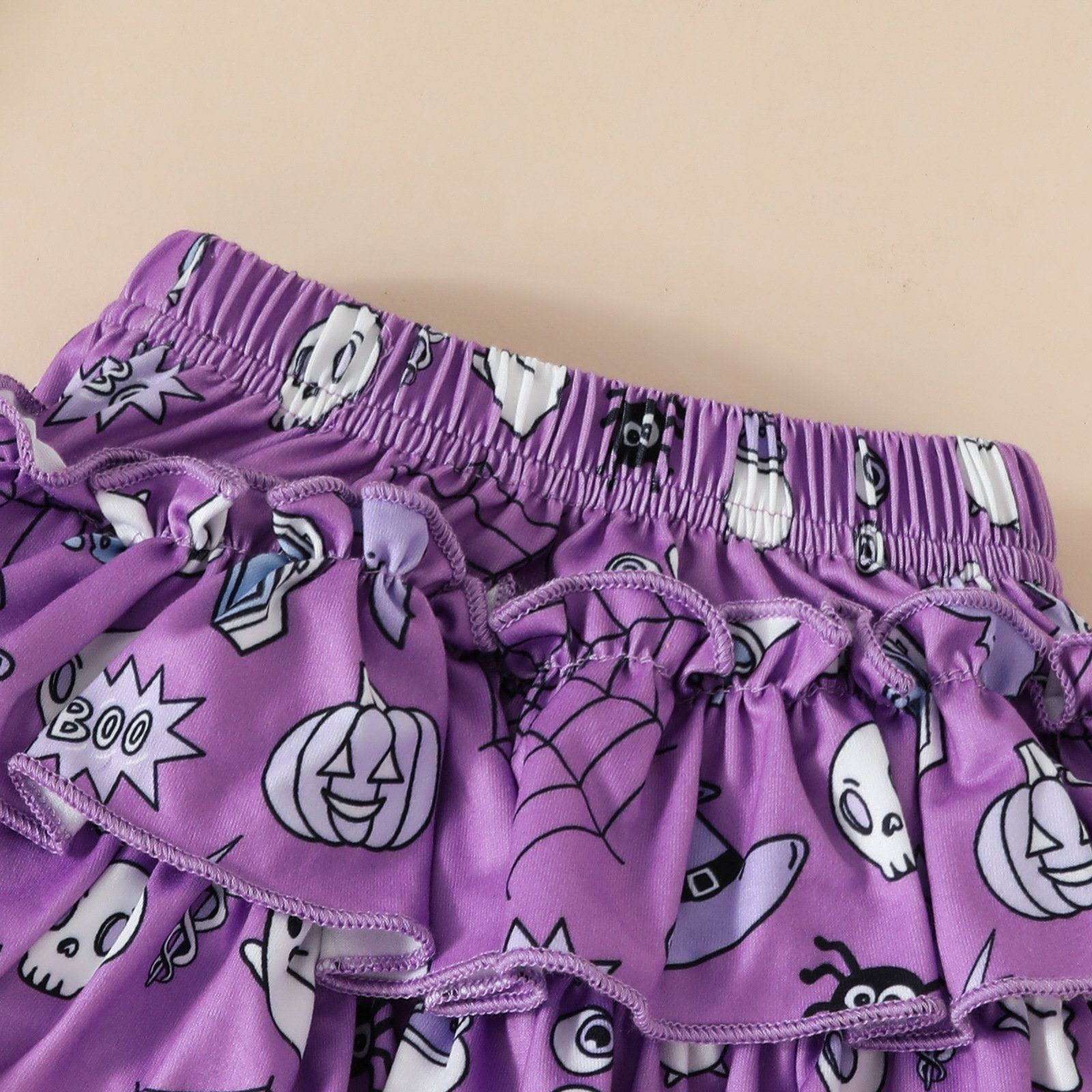 Wholesale Letter Long Sleeved Halloween Newborn Baby Girl Romper 4pcs Sets Infant Headbands Knee Pads Shorts