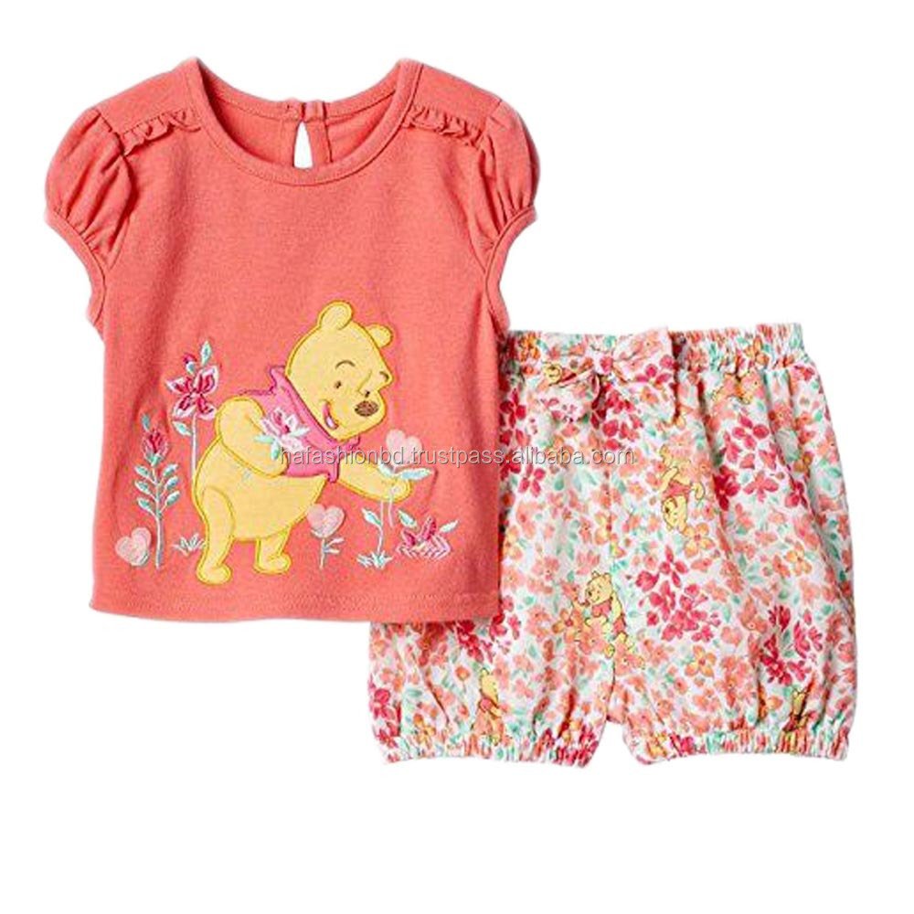 summer clothing set for baby girls t shirt printed kids clothing sets children boys kids tshirts 100% cotton kids clothing set