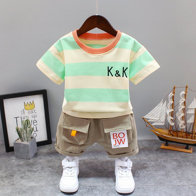 Baby boy summer clothing new infant children's clothing summer clothing camouflage short-sleeved two-piece set