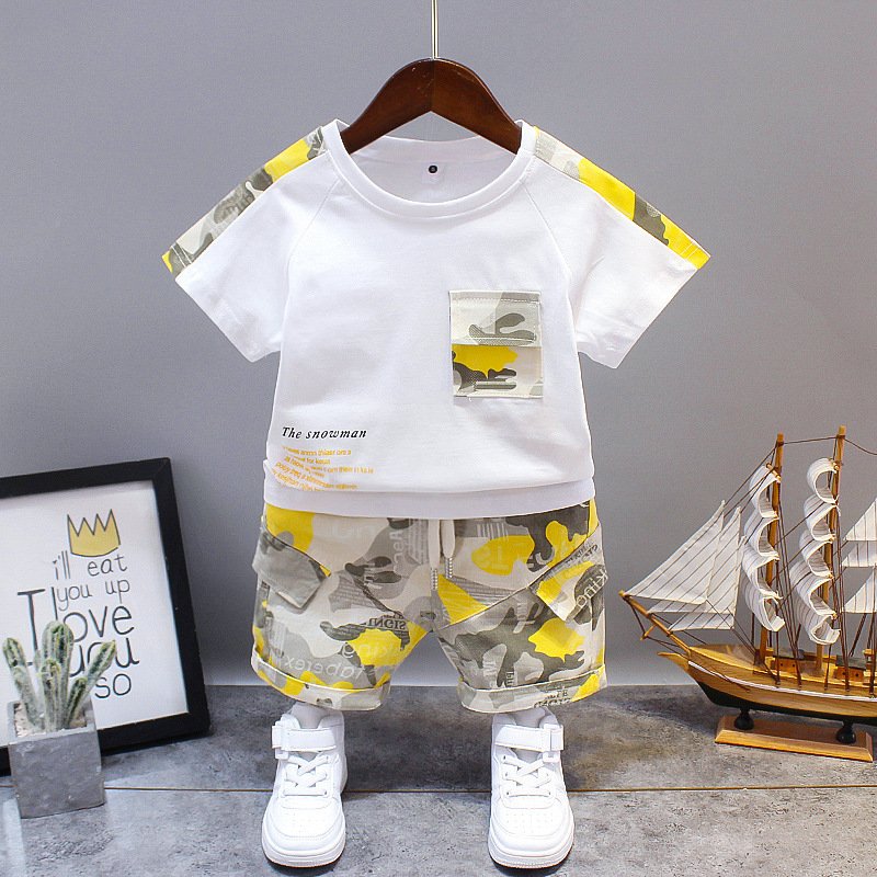 Baby boy summer clothing new infant children's clothing summer clothing camouflage short-sleeved two-piece set