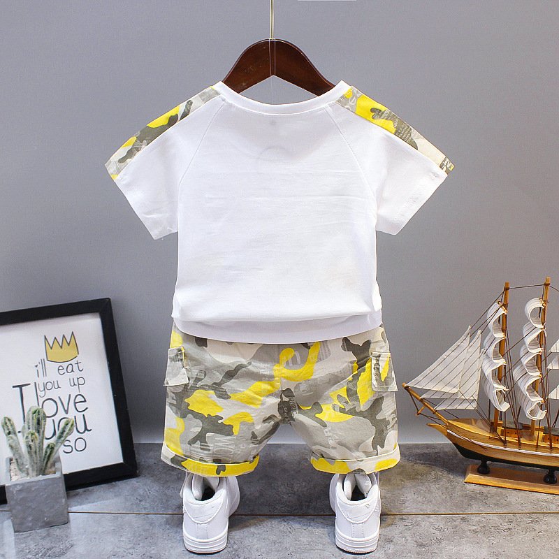 Baby boy summer clothing new infant children's clothing summer clothing camouflage short-sleeved two-piece set