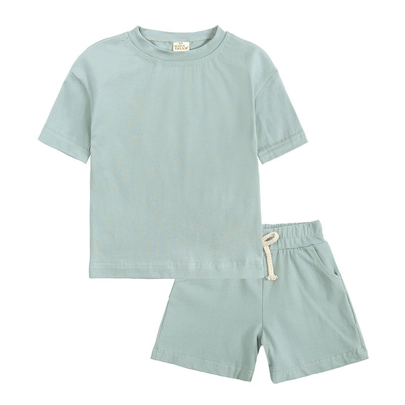 Boy Clothing Sets Short Sleeve Summer Short Two Piece Set Kids Clothing Boys Solid Color Sports Tractsuits Baby Clothes Sets