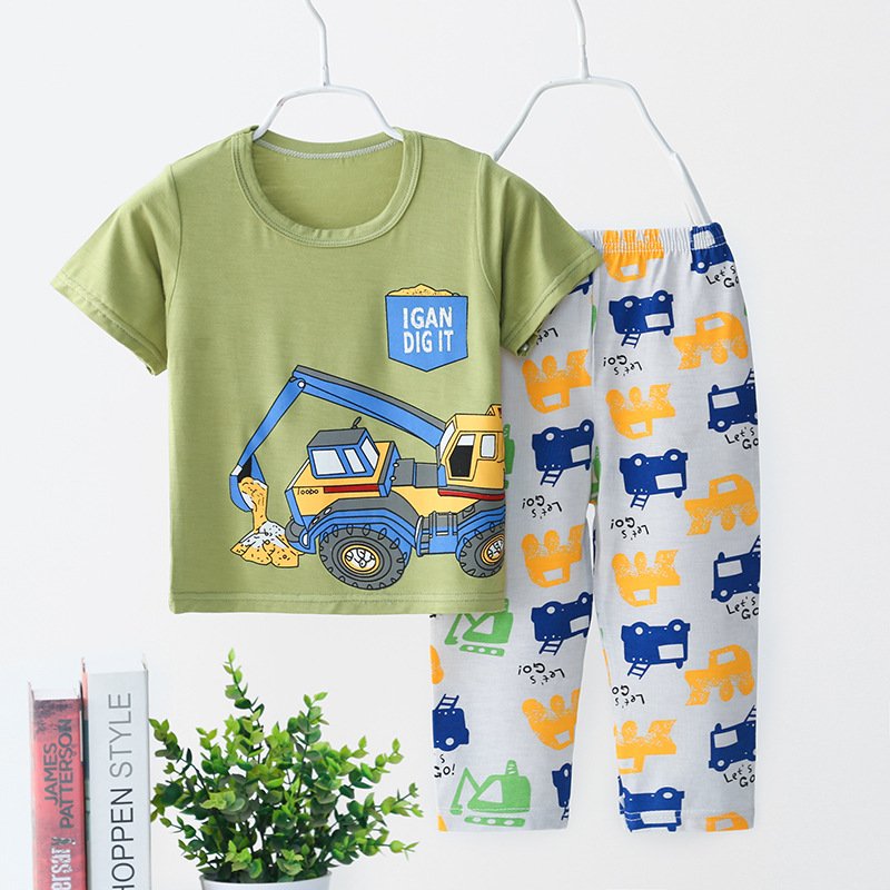 Hot selling summer thin short sleeved long pants home clothing two-piece set