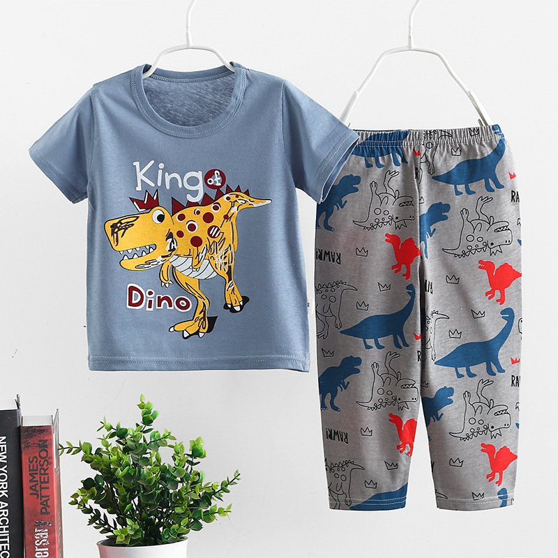 Hot selling summer thin short sleeved long pants home clothing two-piece set