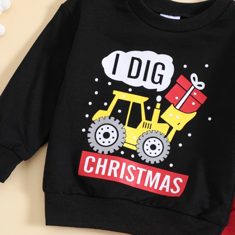 kids clothing sets for boys kids two piece sets boys baby boy clothes set 12 - 18 months Cartoon print top + solid color pants