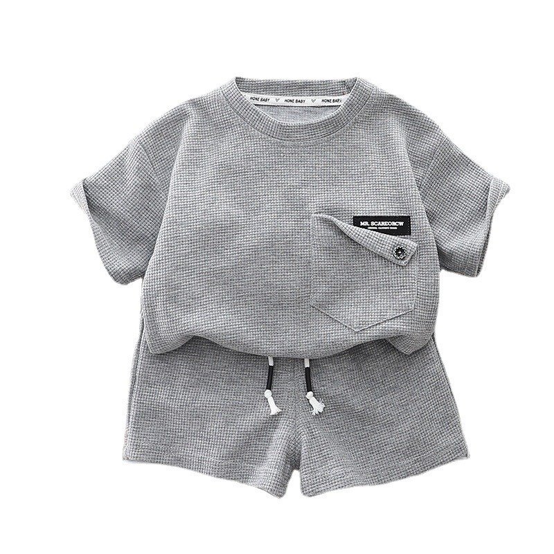 Children's summer casual cotton short-sleeved two-piece set baby loose 0-5 years old shorts set