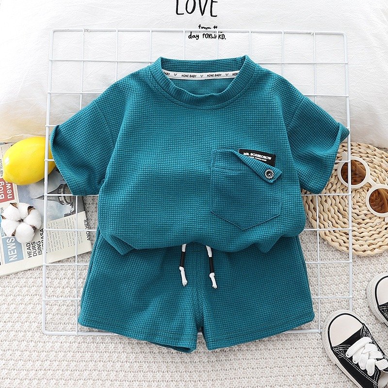 Children's summer casual cotton short-sleeved two-piece set baby loose 0-5 years old shorts set