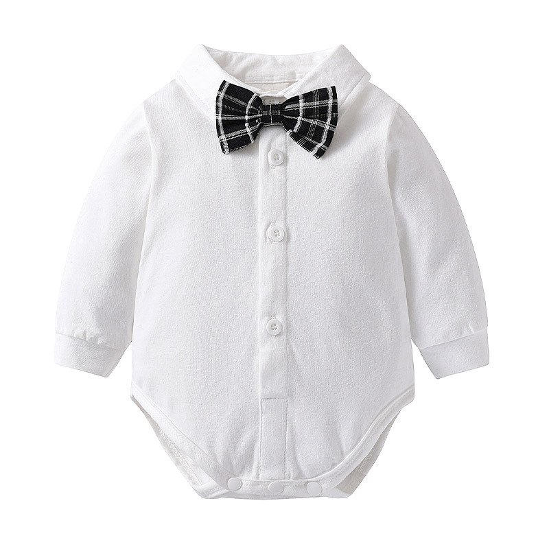 Fashion Baby Boy Clothes Set Gentleman Suit 3-6m Infant Baby Birthday Gift Box Custom Newborn Plaid Romper Vest Pant Hat Shoes