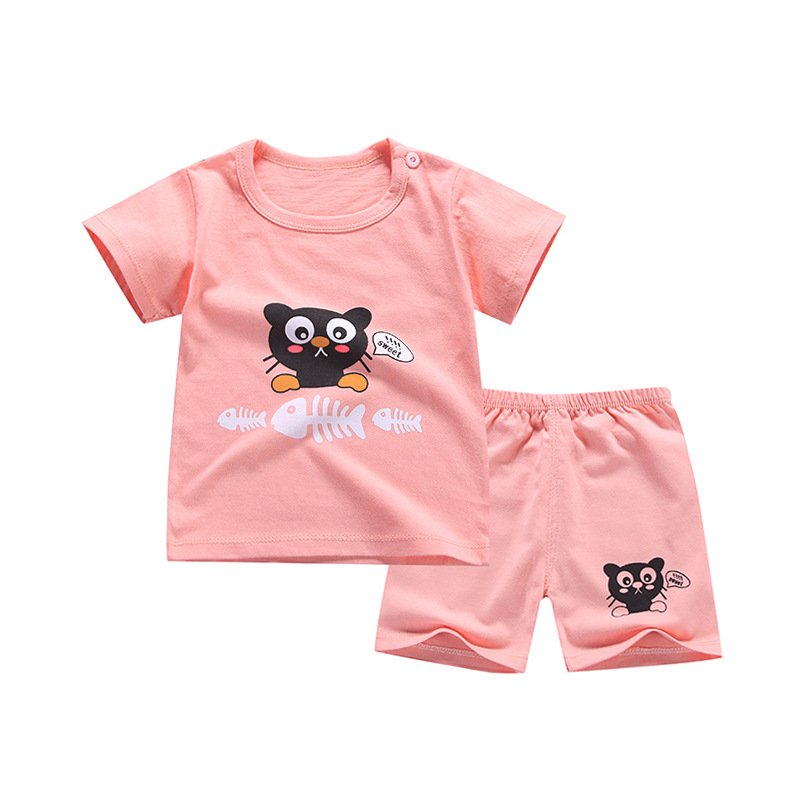 Wholesale Cotton Cartoon Home Wear Kids Clothing Plain Kids Jogging Suit Summer Kids Pajama Short Sleeve Boy Clothing Set